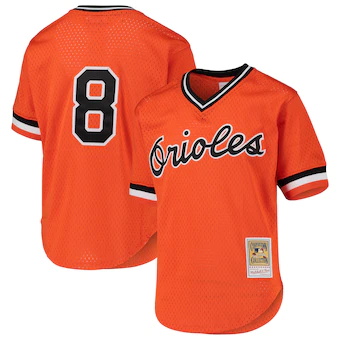 youth mitchell and ness cal ripken jr orange baltimore orioles cooperstown collection mesh batting practice jersey